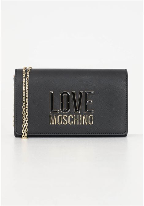 Black women's bag with black lettering logo and golden metal LOVE MOSCHINO | JC4213PP1ILQ100A