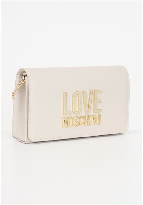 Beige women's bag with beige lettering logo and golden metal LOVE MOSCHINO | Bags | JC4213PP1ILQ111A
