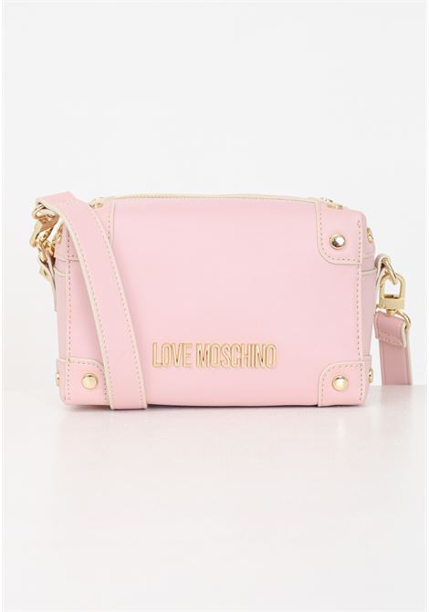 Pink women's bag with golden metal logo lettering LOVE MOSCHINO | JC4249PP0IKU0601