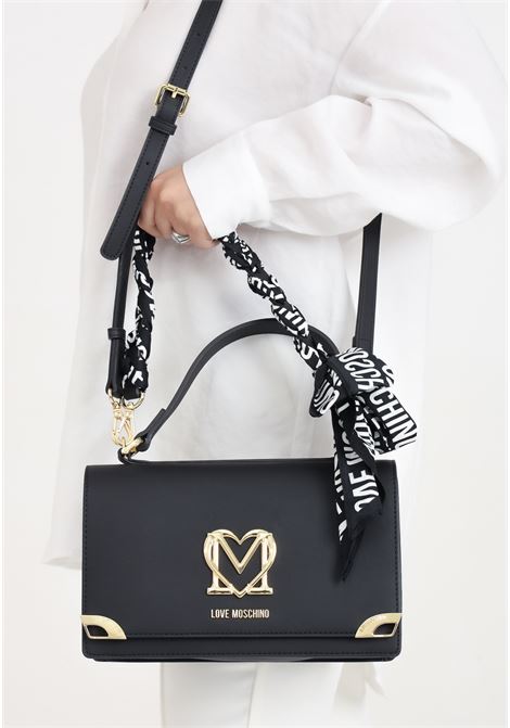 Women's black shoulder bag with scarf LOVE MOSCHINO | JC4285PP0IKJ100A