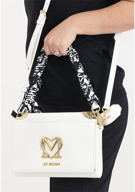 White women's shoulder bag with attached scarf LOVE MOSCHINO | JC4287PP0IKJ110A