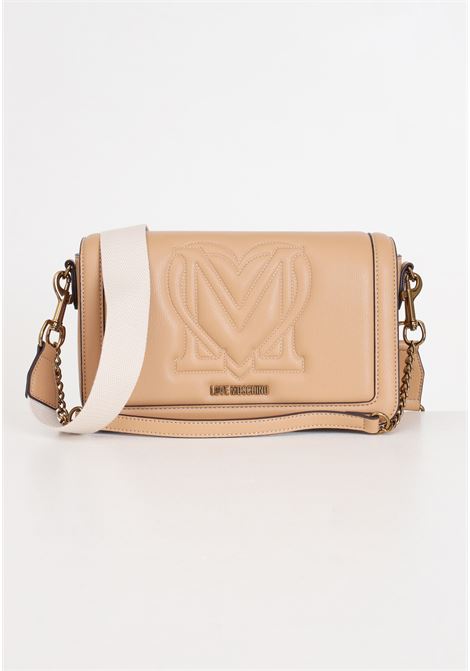 Biscuit-colored women's bag with embossed logo on the front LOVE MOSCHINO | JC4323PP0IKR0226