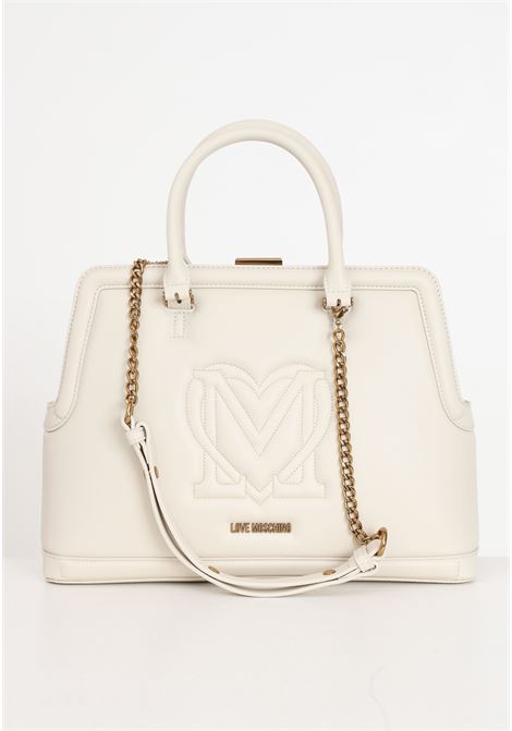 Beige women's bag with embossed logo on the front LOVE MOSCHINO | Bags | JC4326PP0IKR0110