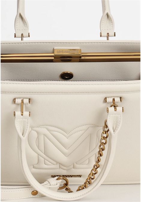 Beige women's bag with embossed logo on the front LOVE MOSCHINO | JC4326PP0IKR0110
