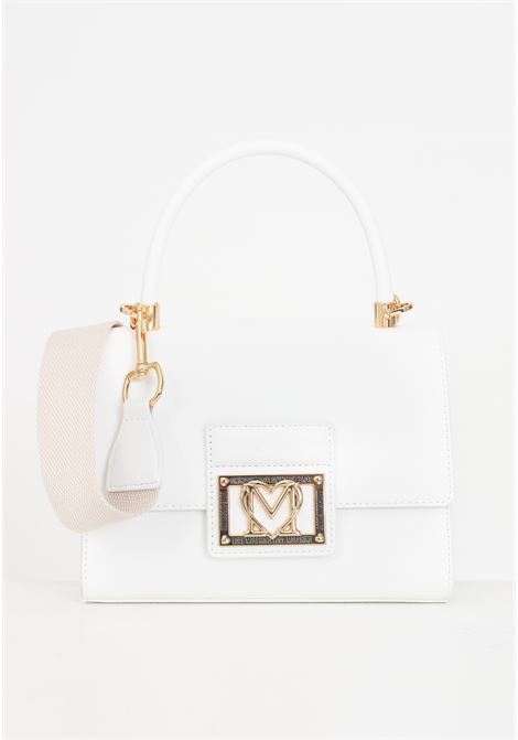 White women's bag with golden fancy heart lettering logo plate LOVE MOSCHINO | Bags | JC4328PP0IKS0100