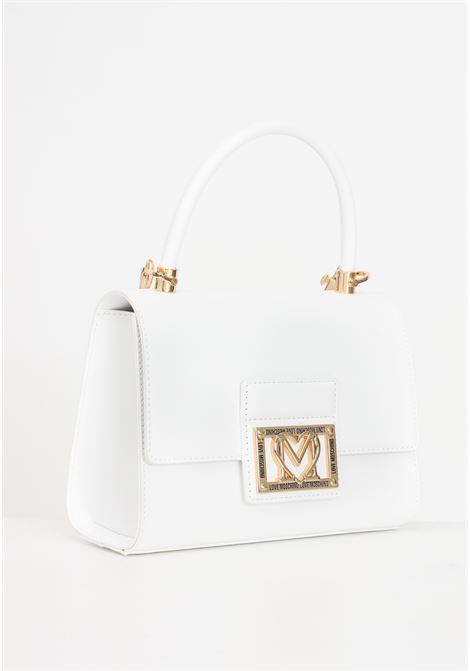 White women's bag with golden fancy heart lettering logo plate LOVE MOSCHINO | Bags | JC4328PP0IKS0100