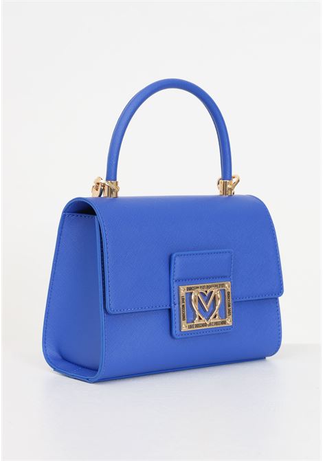 Sapphire blue women's bag with golden fancy heart lettering logo plate LOVE MOSCHINO | Bags | JC4328PP0IKS0715
