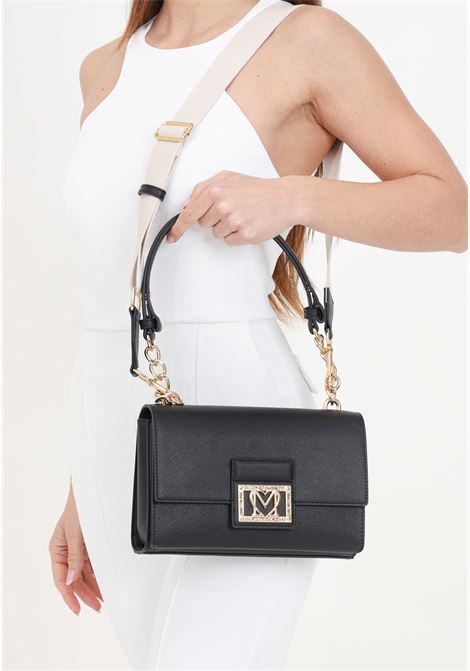 Black women's bag with fancy heart golden metal logo plaque LOVE MOSCHINO | Bags | JC4329PP0IKS0000