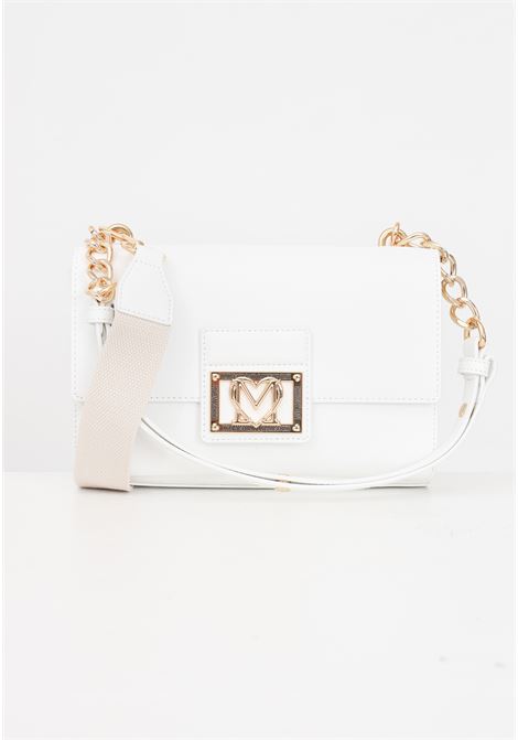 White women's bag with fancy heart golden metal logo plaque LOVE MOSCHINO | Bags | JC4329PP0IKS0100