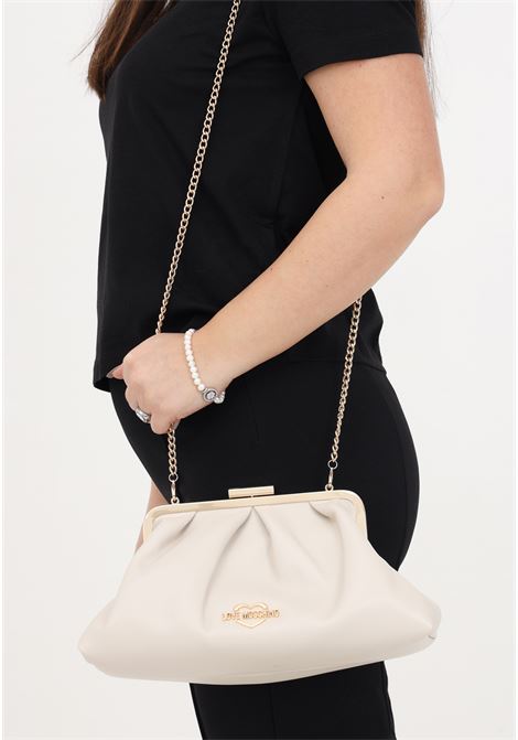 Beige women's bag with Heart logo golden metal chain LOVE MOSCHINO | Bags | JC4341PP0IKT0110