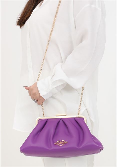 Purple women's bag with Heart logo golden metal chain LOVE MOSCHINO | Bags | JC4341PP0IKT0650