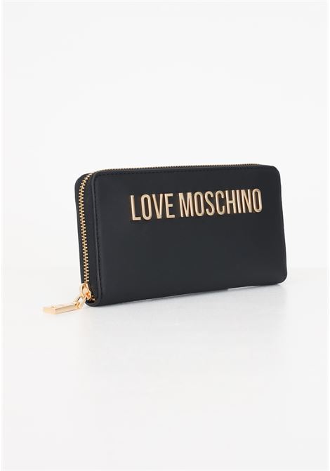 Portafoglio nero da donna lettering metallo gold zip around LOVE MOSCHINO | Portafogli | JC5611PP1IKD0000