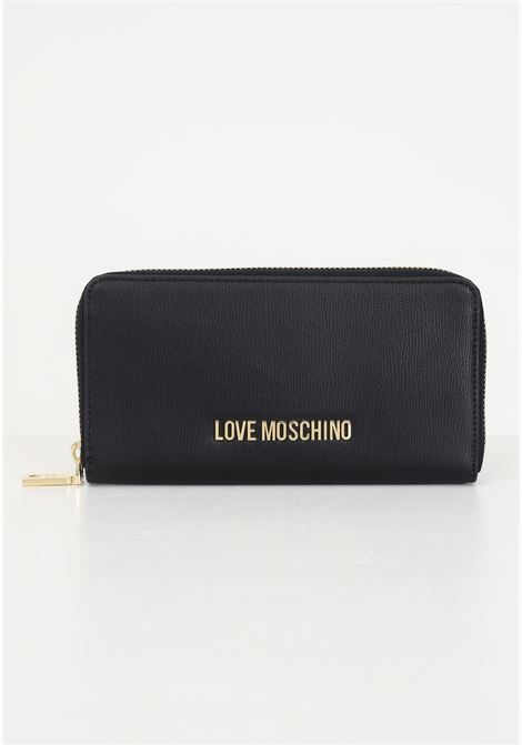 Black lettering gold zip around women's wallet LOVE MOSCHINO | Wallets | JC5700PP1ILD0000