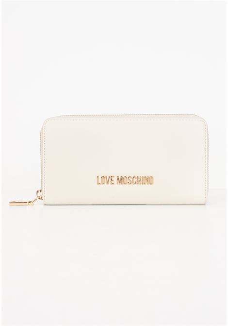 Ivory women's wallet with gold lettering zip around LOVE MOSCHINO | Wallets | JC5700PP1ILD0110