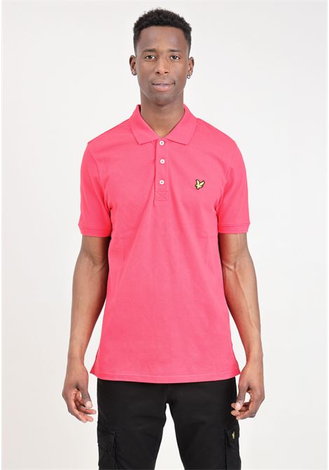 Strawberry red men's polo shirt with golden eagle logo patch LYLE & SCOTT | SP400VOGW588