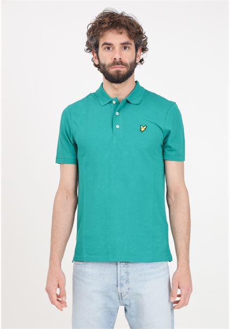 Green men's polo shirt with golden eagle logo patch LYLE & SCOTT | Polo | SP400VOGX154