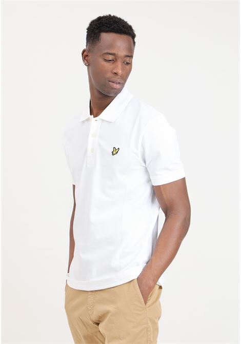 White men's polo shirt with golden eagle logo patch LYLE & SCOTT | SP400VOGX626