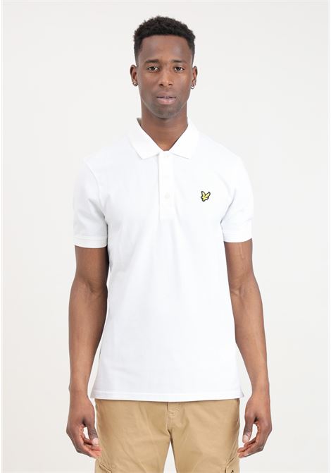 White men's polo shirt with golden eagle logo patch LYLE & SCOTT | Polo | SP400VOGX626