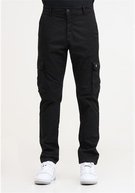 Black men's trousers with golden eagle logo patch LYLE & SCOTT | Pants | TR1801ITAZ865