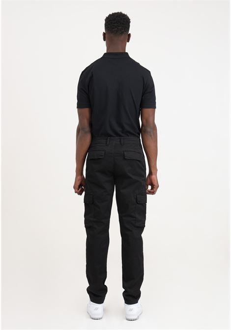 Black men's trousers with golden eagle logo patch LYLE & SCOTT | Pants | TR1801ITAZ865