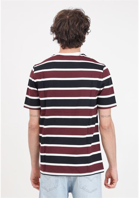 Men's T-shirt with white, black and burgundy stripes, golden eagle logo patch LYLE & SCOTT | T-shirt | TS2002VZ562