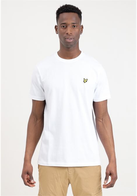 White men's t-shirt with golden eagle logo patch LYLE & SCOTT | TS400VOGE626