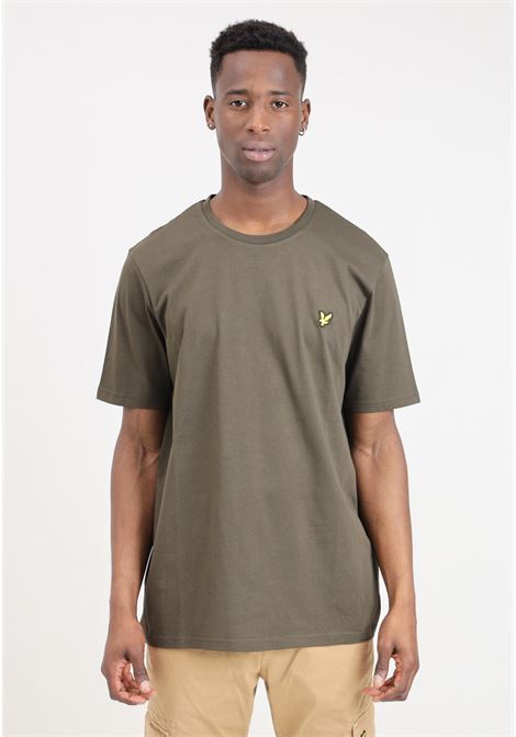Military green men's t-shirt with golden eagle logo patch LYLE & SCOTT | TS400VOGEW485