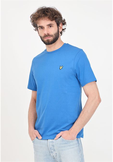Light blue men's t-shirt with golden eagle logo patch LYLE & SCOTT | TS400VOGW584