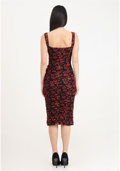 Women's midi dress with black ruffles and poppy pattern Mar de margaritas | Dresses | MMABW00032-MTFI0016FN00