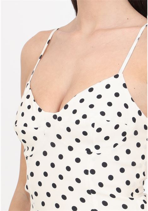 Ariel women's short cream polka dot dress with bustier Mar de margaritas | MMABW00038-PTTS0053FN08