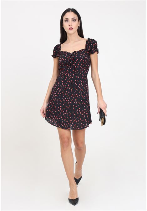 Audrey black women's short dress with tulip pattern Mar de margaritas | Dresses | MMABW00048-PTTS0053FN15