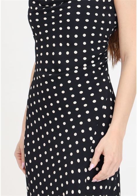 Long black kelly women's dress with polka dot pattern Mar de margaritas | MMABW00057-PTTS0053FN18