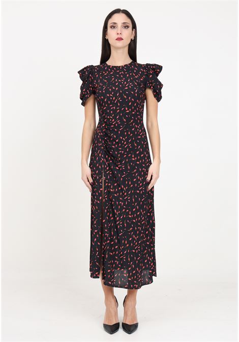 Kristel women's midi dress with black tulip pattern Mar de margaritas | Dresses | MMABW00063-PTTS0053FN15