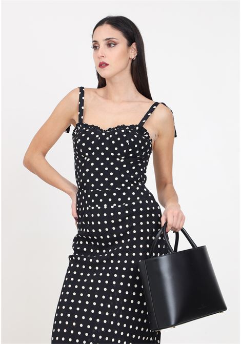 Deasy women's black top with white polka dot print Mar de margaritas | Tops | MMABW00088-PTTS0053FN18
