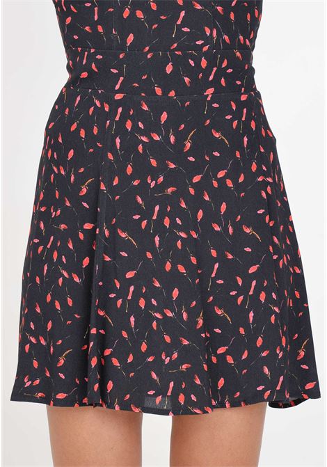 Kate black women's short skirt with tulip pattern Mar de margaritas | MMABW00092-PTTS0053FN15