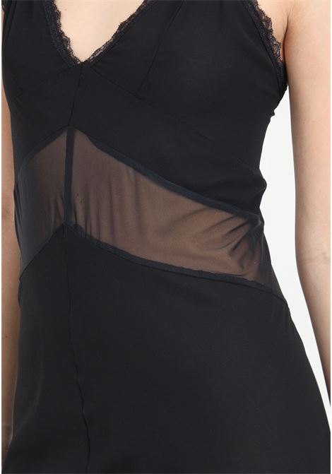 Long black women's dress with transparencies Mar de margaritas | Dresses | MMABW00106-MTFI0017NE01