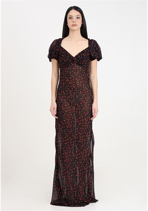 Long black women's dress with tulip pattern Mar de margaritas | Dresses | MMABW00111-MTFI0017FN15