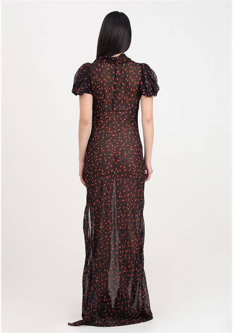 Long black women's dress with tulip pattern Mar de margaritas | MMABW00111-MTFI0017FN15