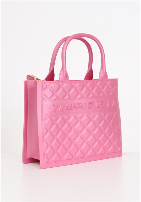 Pink women's bag with quilted design Flat Buby M MARC ELLIS | Bags | FLAT BUBY MAURORA PINK/LIGHT GOLD