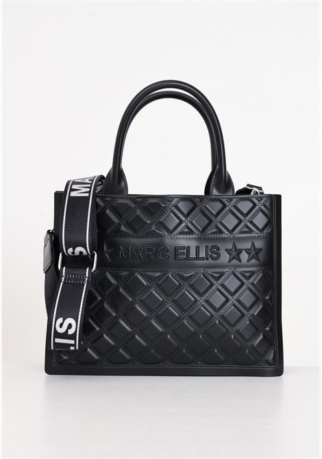 Black women's bag with quilted design Flat Buby M MARC ELLIS | Bags | FLAT BUBY MBLACK/SILVER