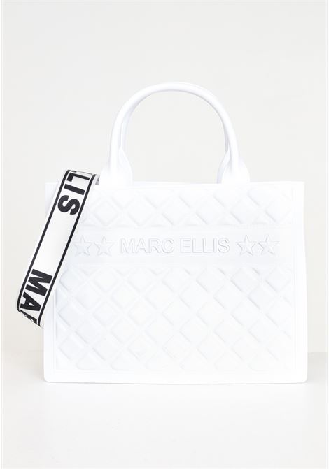White women's bag with quilted design Flat Buby M MARC ELLIS | Bags | FLAT BUBY MOFF BLANC/SILVER
