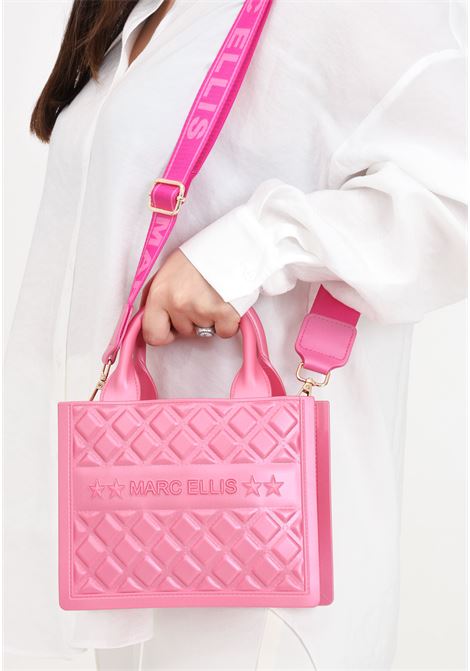 Pink women's bag with quilted design Flat Buby S MARC ELLIS | Bags | FLAT BUBY SAURORA PINK/LIGHT GOLD