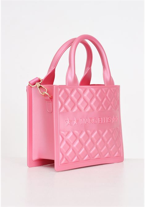 Pink women's bag with quilted design Flat Buby S MARC ELLIS | FLAT BUBY SAURORA PINK/LIGHT GOLD