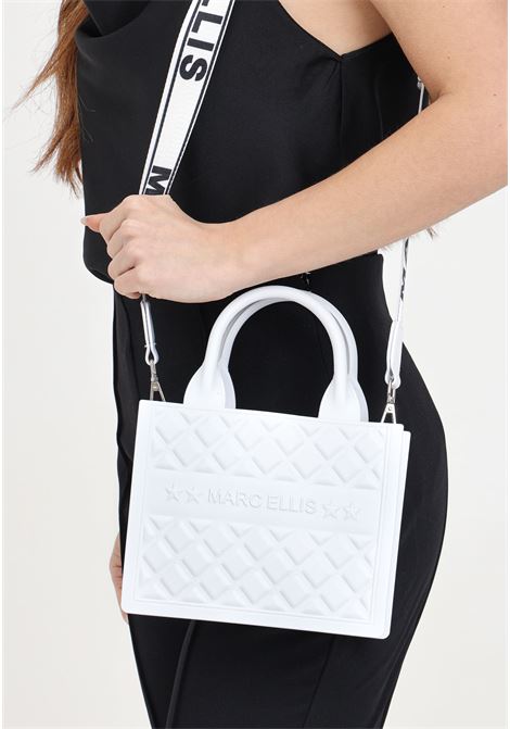 White women's bag with quilted design Flat Buby S MARC ELLIS | Bags | FLAT BUBY SOFF BLANC/SILVER