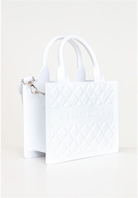 White women's bag with quilted design Flat Buby S MARC ELLIS | FLAT BUBY SOFF BLANC/SILVER