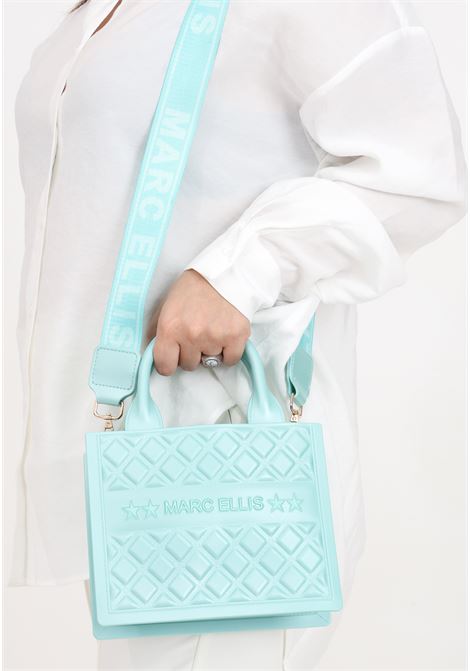 Aqua green women's bag with quilted design Flat Buby S MARC ELLIS | FLAT BUBY SVerde acqua/light gold