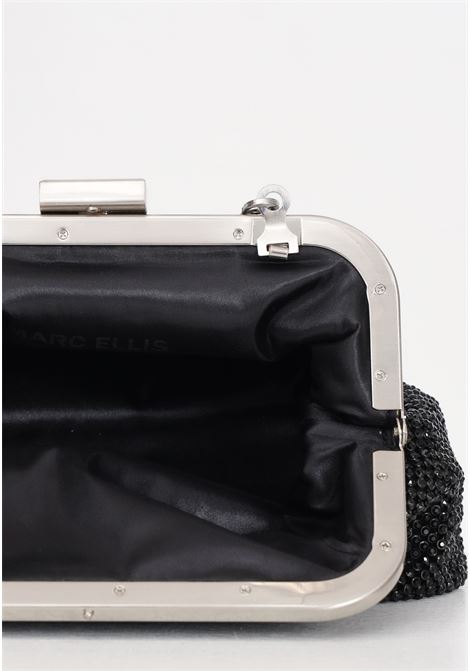 Black women's clutch bag with Marcle Black rhinestones MARC ELLIS | MARCLEBLACK/BRUSCH SILVER