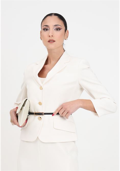Ivory women's jacket with gold buttons and strap MAX MARA | 2416041041600008