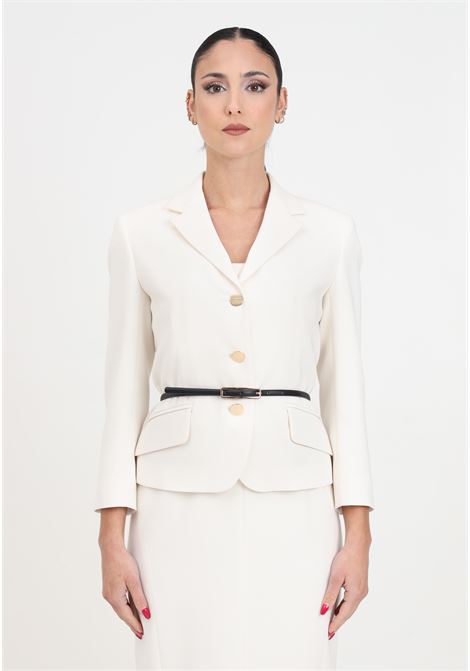 Ivory women's jacket with gold buttons and strap MAX MARA | Blazer | 2416041041600008
