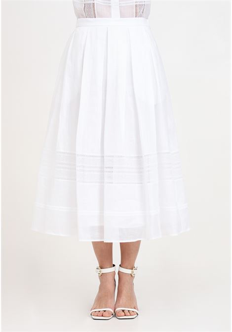 Long white women's skirt with lace inserts MAX MARA | Skirts | 2416101012600031